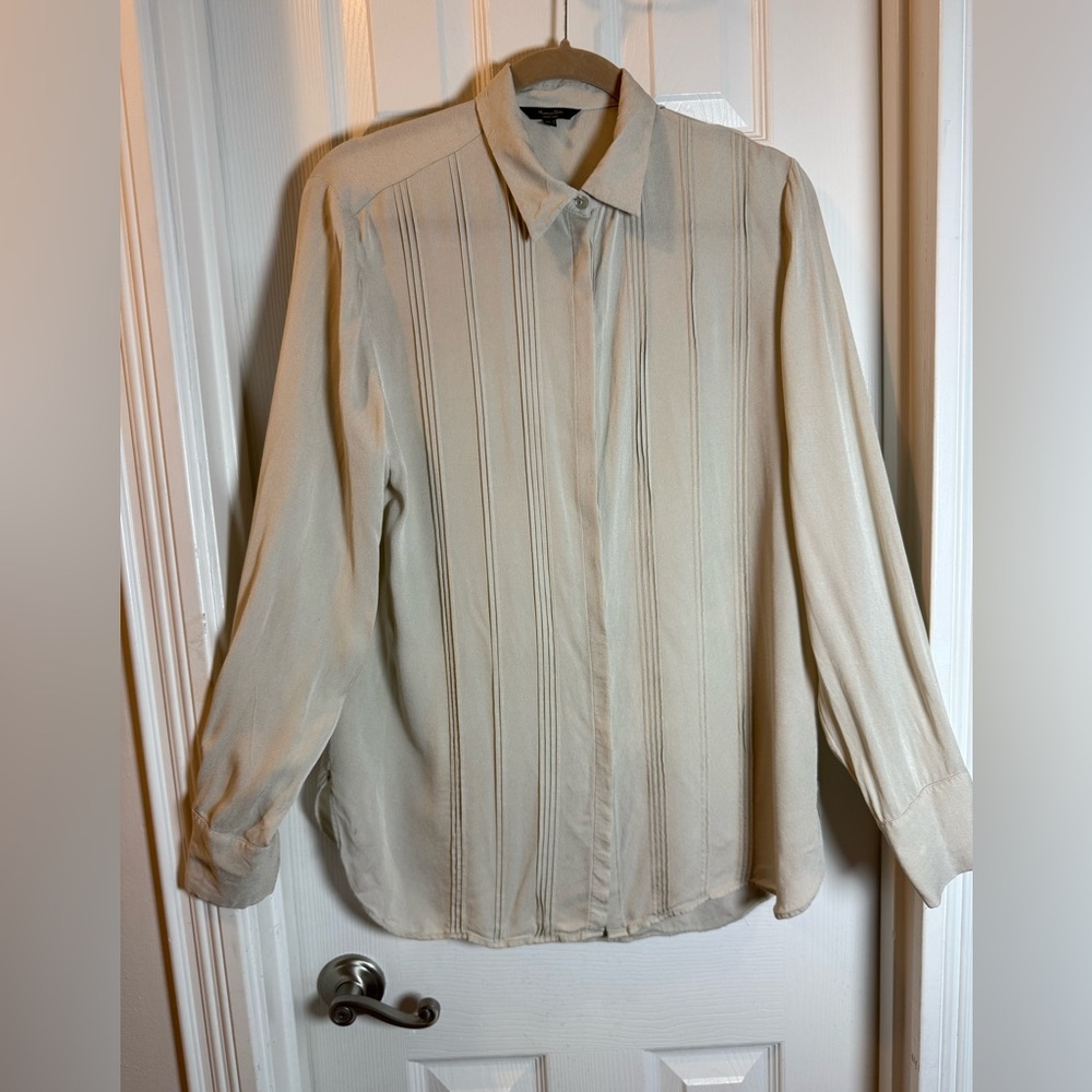 Old Money Massimo Dutti Lds. Metro Shirt Long Sleeve Shell Buttons Office Style